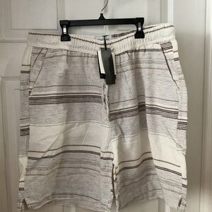 Men's Striped Cream and Brown Hybrid Shorts